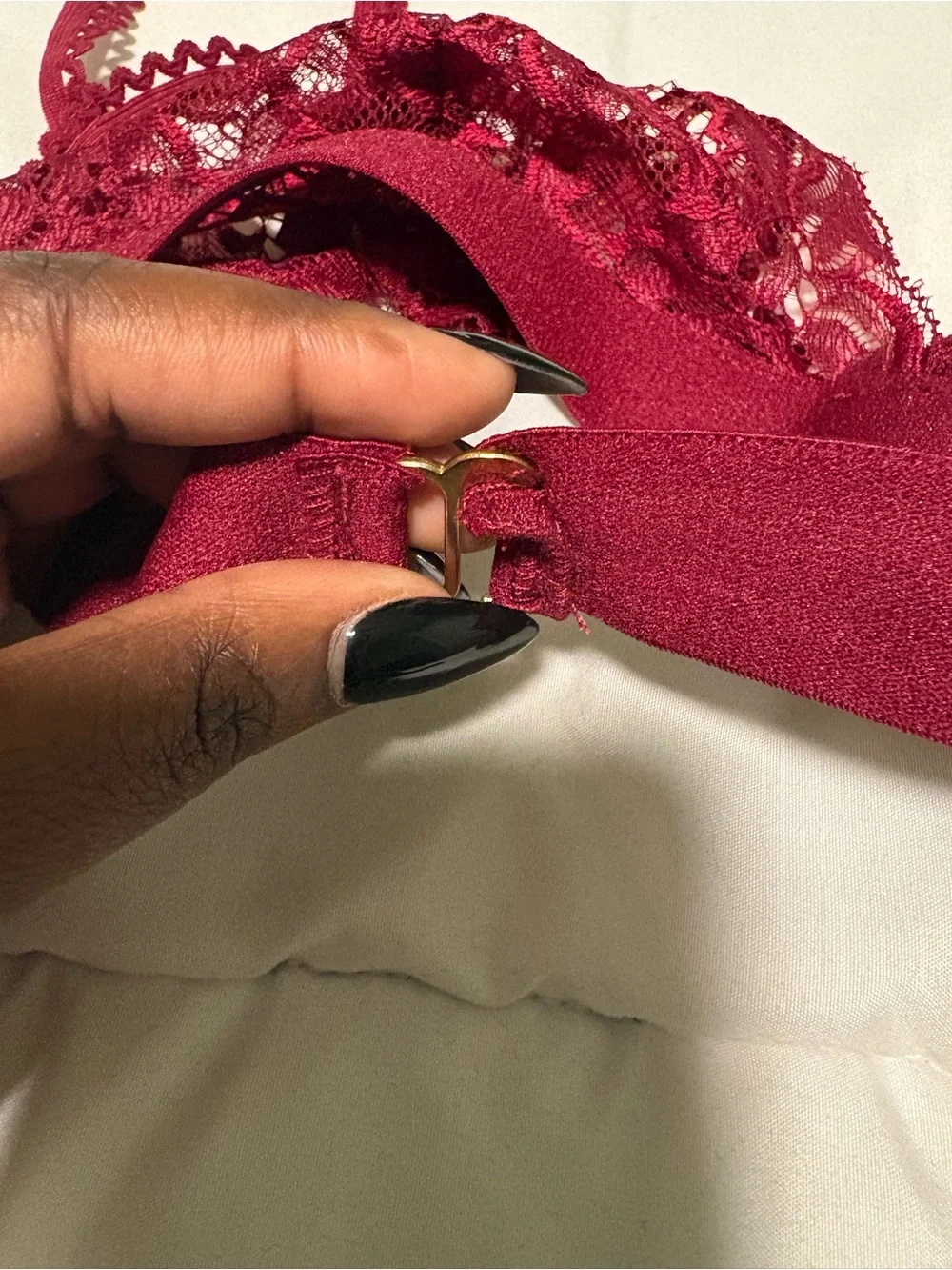 Love Burgundy Lace Strappy Bralette & Thong Set